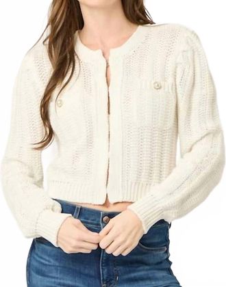 BTB Los Angeles Jade Crewneck Cardigan In White