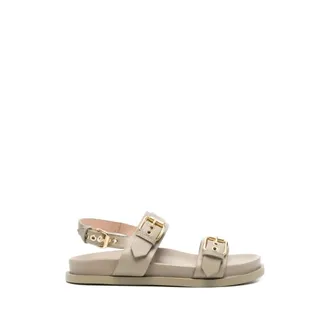 AGL Flat Sandals, female, Beige, Size: 7 1/2 US Cristina Double-Buckle Sandal