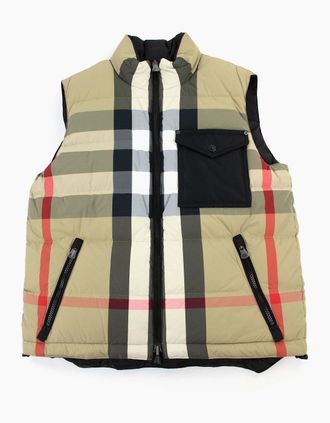 Burberry Mens Burberry Reversible Down Puffer Gilet Archive Beige - Tan - Size: 40/Regular