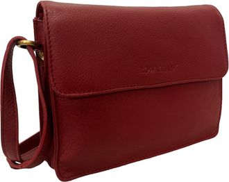 Rowallan Of Scotland Small Leather Dark Red Three Sectioned Crossbody Bag - 2794