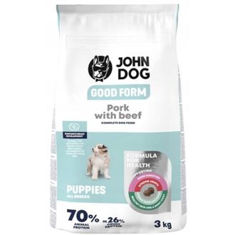 John Deere Alimento Seco John Dog Good Form Para Cachorros, Cerdo Y Carne De Res, 3 Kg