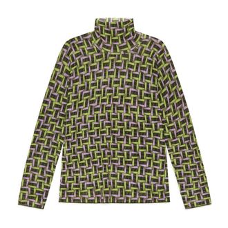 Maliparmi Turtlenecks, female, Green, Size: XS Printed Knit Knitwear