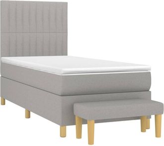 vidaXL Cama Box Spring Con Colch&oacute;n Tela Gris Claro 80x200 Cm Vidaxl