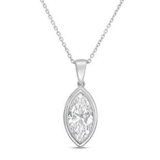 Diana M. Jewels 14kt white gold 5.00 ct lab grown marquise bezel with bail pendant