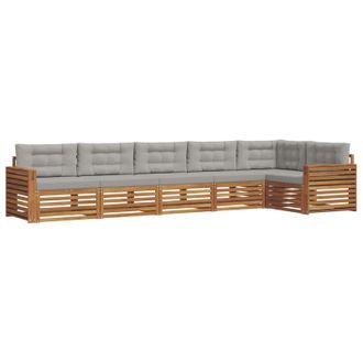 vidaXL Conjunto De Sof&aacute;s De Exterior 6 Pcs Gris Natural Y Claro Vidaxl