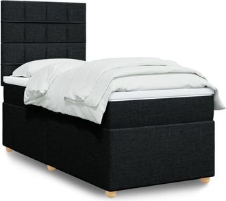 vidaXL Cama Box Spring Con Colch&oacute;n Tela Negro 80x200 Cm Vidaxl