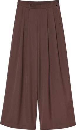 Pomandere Navy Technical Wool Gabardine Wide-Leg Pants