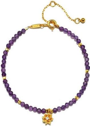 Satya Jewelry Amethyst Lotus February Birthstone Bracelet in Purple at Nordstrom