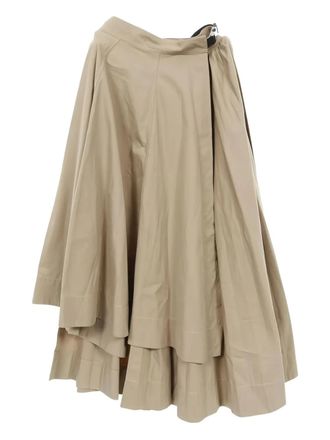 Dior 2000s asymmetry pleats wrap midi skirt - women - Cotton - 34 - Neutrals