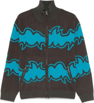 Bluemarble jacquard zip-up cardigan - Grey