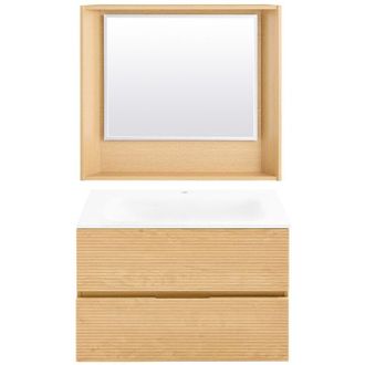 SoBuy SoBuy Wall-Mounted Vanity Cabinet with Mirror Under-Sink Cabinet with Mirror Bathroom Vanity Set with Mirror Washbasin Cabinet with Mirror, Wood