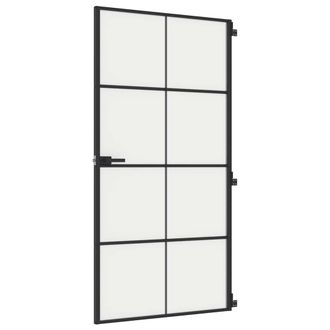 Berkfield Home Interior Door Slim Black 102.5x201.5 cm Tempered Glass & Aluminium