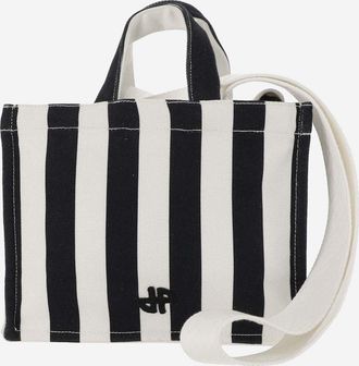 Patou Small Cotton Canvas Tote Bag With Striped Pattern