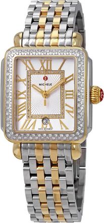 Michele Deco Madison Silver Sunray Dial Ladies Two Tone Watch MWW06T000144