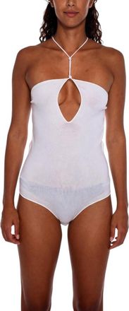 Bottega Veneta White Solid Halter Neck Top