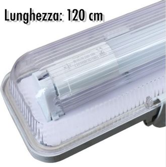 Trade Shop Trade Shop Traesio - Trade Shop - Plafoniera Stagna Completa Di Tubo Neon A Led 120cm Per Soffitto A Parete Ip65