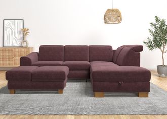 HOME AFFAIRE Ecksofa »Dundee L-Form« wahlweise mit Kopfteilverstellung und zusätzlich mit Bettfunktion