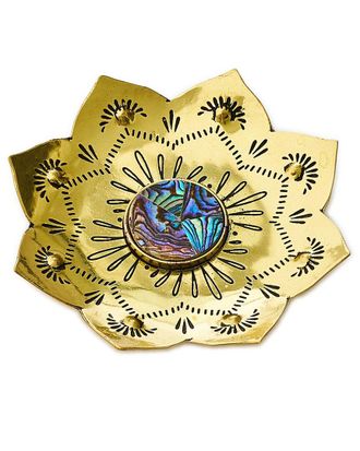 Matr Boomie Matr Boomie Kairavini Lotus Brass & Abalone Catch All Tray/Ring Dish