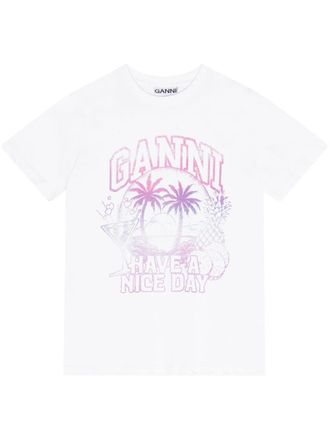 Ganni T-shirt con stampa - Bianco