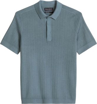 Marc O'Polo Tops, Heren, Blauw, M, Katoen, Gebreid Poloshirt
