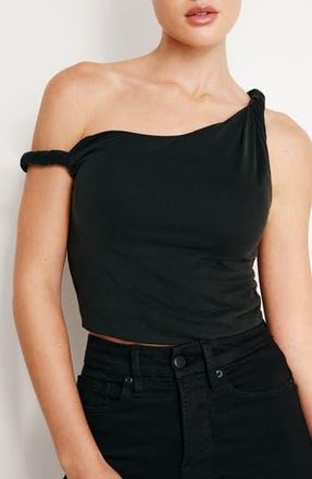 Good American Sandwash Twist Strap Crop Tank in Black001 at Nordstrom Rack, Size X-Large