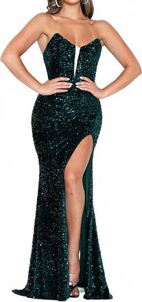 Maniju Strapless Stunner Prom Dress In Emerald