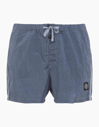 Stone Island Mens Stone Island Nylon Metal Dark Blue Shorts - Cream - Size: 35/34/32