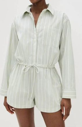 Pistola Denim Amelie Long Sleeve Romper In Green