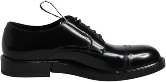 Dolce & Gabbana Zwarte Gepatineerde Leren Derby Veterschoenen Formele Dames Schoenen