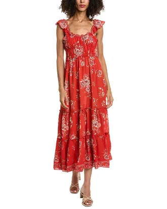 Max Studio Flutter Sleeve Sweetheart Neck Maxi Dress
