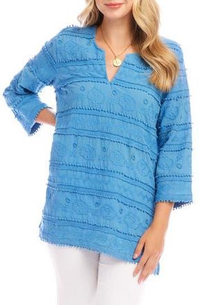 Karen Kane Embroidered Cotton Tunic Top in Blue at Nordstrom Rack, Size Large P