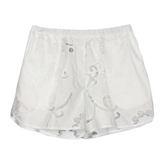 Semicouture Embroidered Poplin Shorts - female - Semicouture - Short Shorts - White - M - Shorts