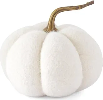 K&K Interiors Fuzzy Knit Pumpkin In White