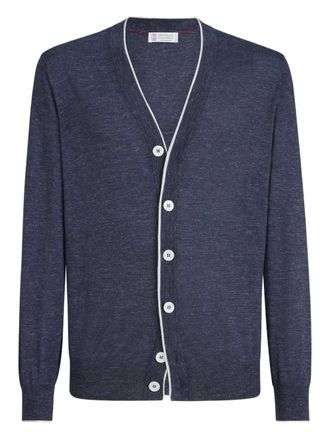 Brunello Cucinelli button-fastening V-neck cardigan - Blue