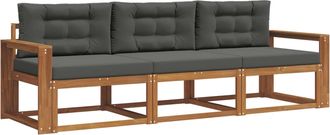 vidaXL Conjunto De Sof&aacute;s De Exterior 3 Uds. Natural Y Antracita Vidaxl
