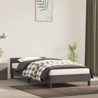 Berkfield Home Bed Frame with Headboard Dark Grey 90x190cm Single Velvet