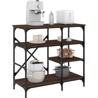 vidaXL Mobile Cucina Rovere Marrone 90x40x84 cm Multistrato e Metallo - Vidaxl