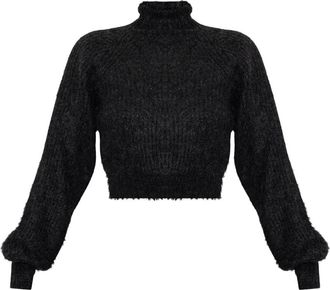 Max Mara Turtleneck corto Adorno - Knitwear - Mujer - Negro - XS