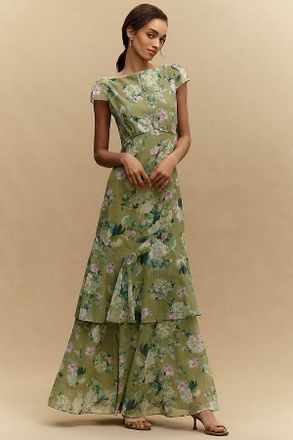 BHLDN Margot Cap-Sleeve Chiffon Maxi Dress