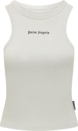 Palm Angels White Logo Crew Neck Top