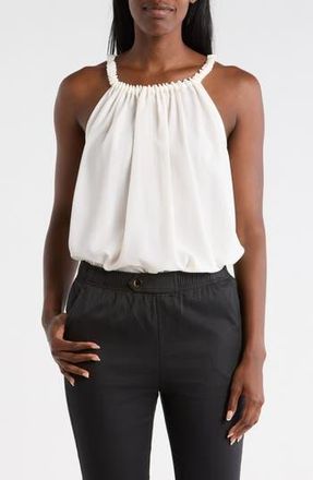 Patrizia Luca Ruched Neck Tank in White at Nordstrom Rack, Size X-Large