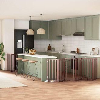 vidaXL Puerta De Perros Plegable 15 Paneles Madera &Aacute;lamo Marr&oacute;n 750 Cm Vidaxl