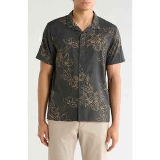 Roark Bless Up Trail Performance Short Sleeve Button-Up Shirt in Onyx Floral at Nordstrom, Size X-Large