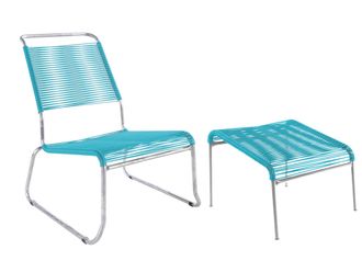 Schubiger M&ouml;bel Spaghetti-Kufen-Lounger-Hochlehner + Hocker S&auml;ntis