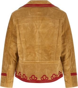 Bode Mens Beige Cowhide Leather Jacket Clothing
