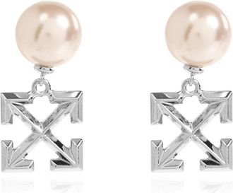 Off-white Glazen Pareloorbellen - Dames - Oorbellen - Grijs - ONE Size - Accessoires