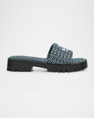Marc Jacobs The Slide Monogram Denim Sandals