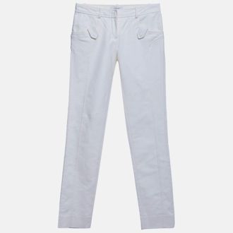 Versace Off-White Cotton Blend Straight Fit Pants