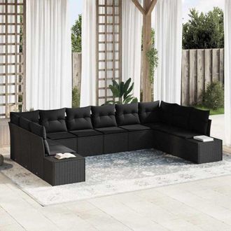 vidaXL Vidaxl - Conjunto De Sof&aacute; De Jard&iacute;n 10 Pcs Negro 344 X 209 X 85 Cm