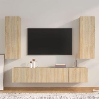 vidaXL Vidaxl - Set De Muebles Para Tv 4 Pzas Madera Contrachapada Roble Sonoma
